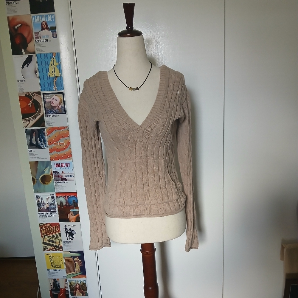 Vintage Y2K Old Navy Cable Knit Pullover Hooded Sweater